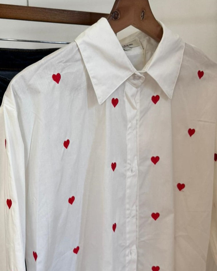 Camicetta Cuoricini bianco/rosso