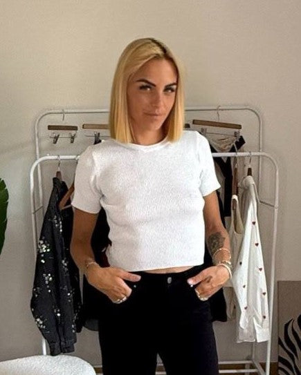 Top costine glitter Shine argento