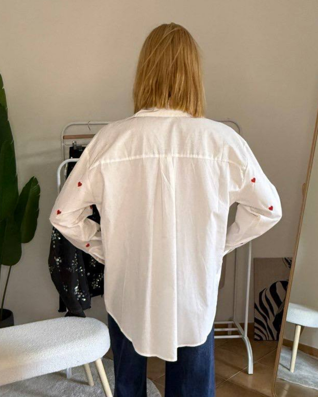 Camicetta Cuoricini bianco/rosso