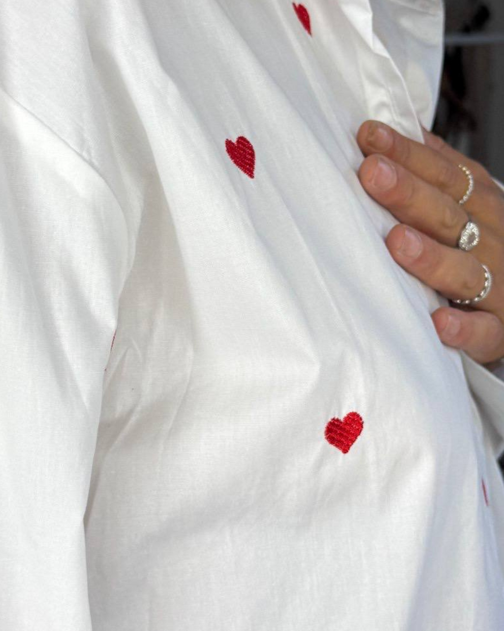 Camicetta Cuoricini bianco/rosso