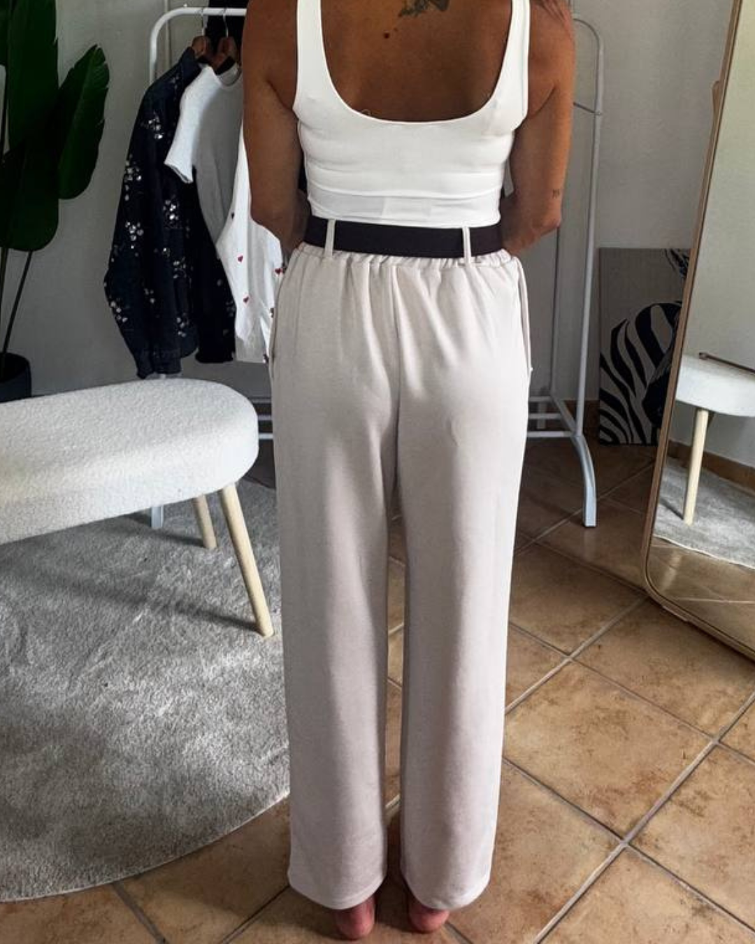 Pantalone casual con cinta Dana beige