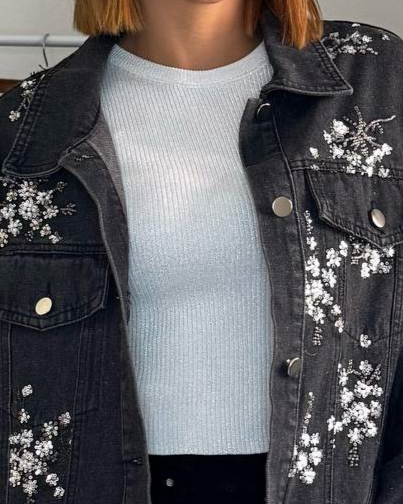 Top costine glitter Shine argento